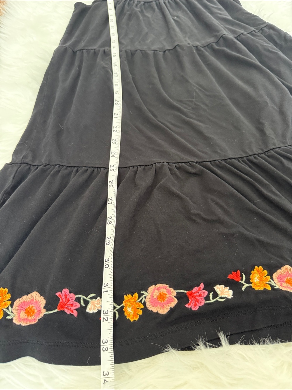 LOFT Black Sleeveless Dress Size Small with Pink, Orange & Red Floral Embroidery - Picture 5 of 5